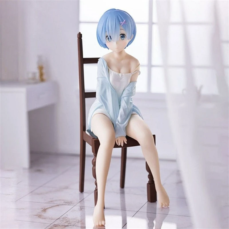 17cm Anime Re: Life In A Different World From Zero Rem Sit On Chairs Action Figures Collection PVC Model Kids Toy Christmas Gift