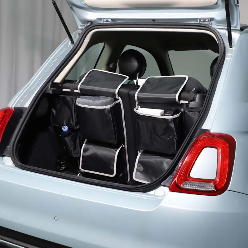 

For Fiat 500 2016-2026 Polyester Black Car Rear Seat Back Shoe Storage Organizer Bag Set Car Accessories
