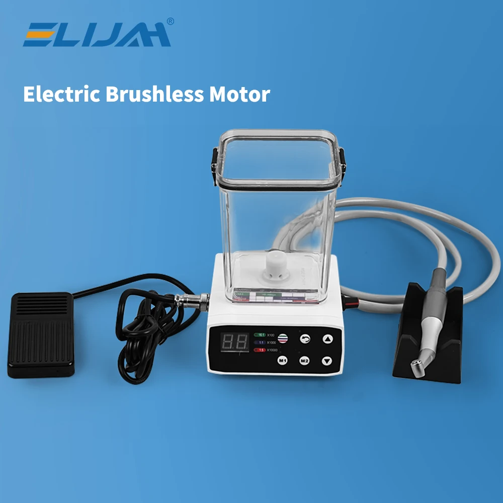 

ELIJAH Dental Brushless LED Electric Micromotor With /Without Water Tank with Foot Control for 1:1 1:5 16:1 Angle Handpiece