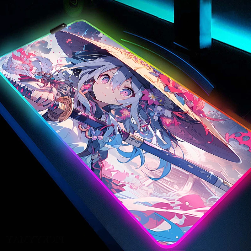 RGB Large Gaming Mouse Pad Gamer Non-Slip Computer Mousepad LED Anime Rubber Mouse Mat Game HD Print Desk Mat Big Keyboard Pads