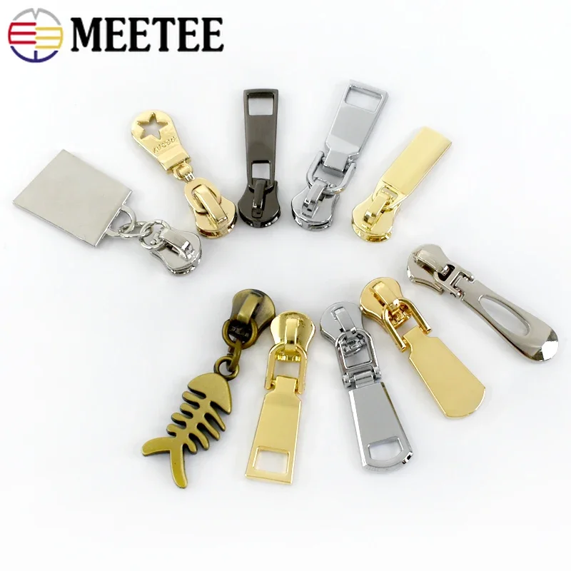 5/10Pcs 5# Zipper Sliders For Metal Zippers Bags Pocket Wallet Zips Heads Zip Repair Kits DIY Sewing Replacement Accessories