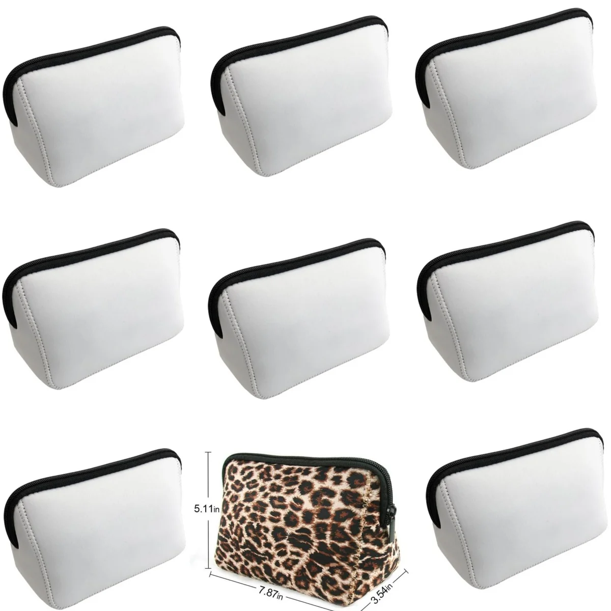 20 Pcs Sublimation Blank Cosmetic Bag Neoprene Multipurpose Storage Makeup Pencil Bags  For DIY Heat Transfer Print