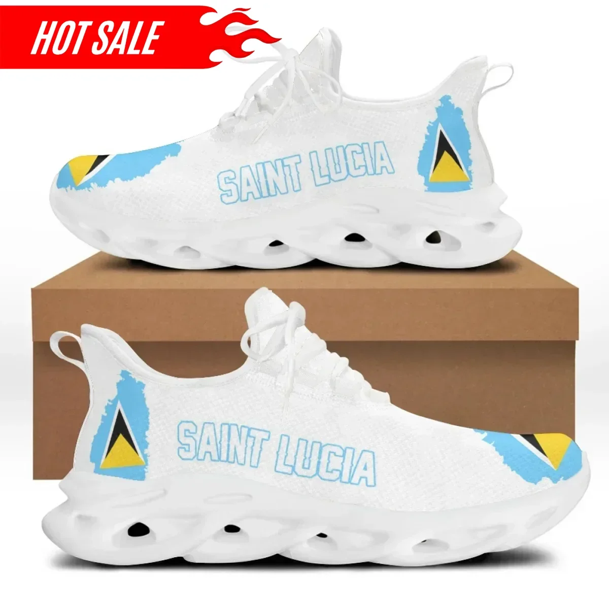 

Hot Saint Lucia Print Women Sneakers National Style Mens Custom Print Sneakers Shoes Lightweight Sport Shoes zapatillas