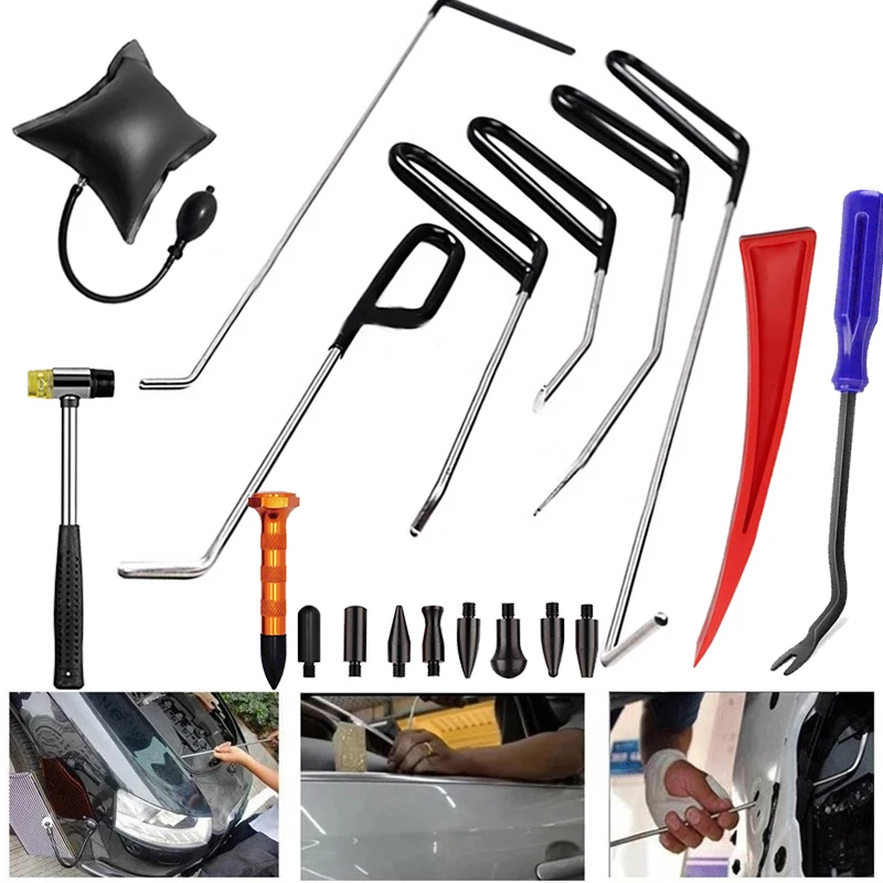 

Car Body Sheet Metal Paintless Dent Repair Kit Professional Workshop Automotive Hail Pit Removal Slide Hammer Remover Set