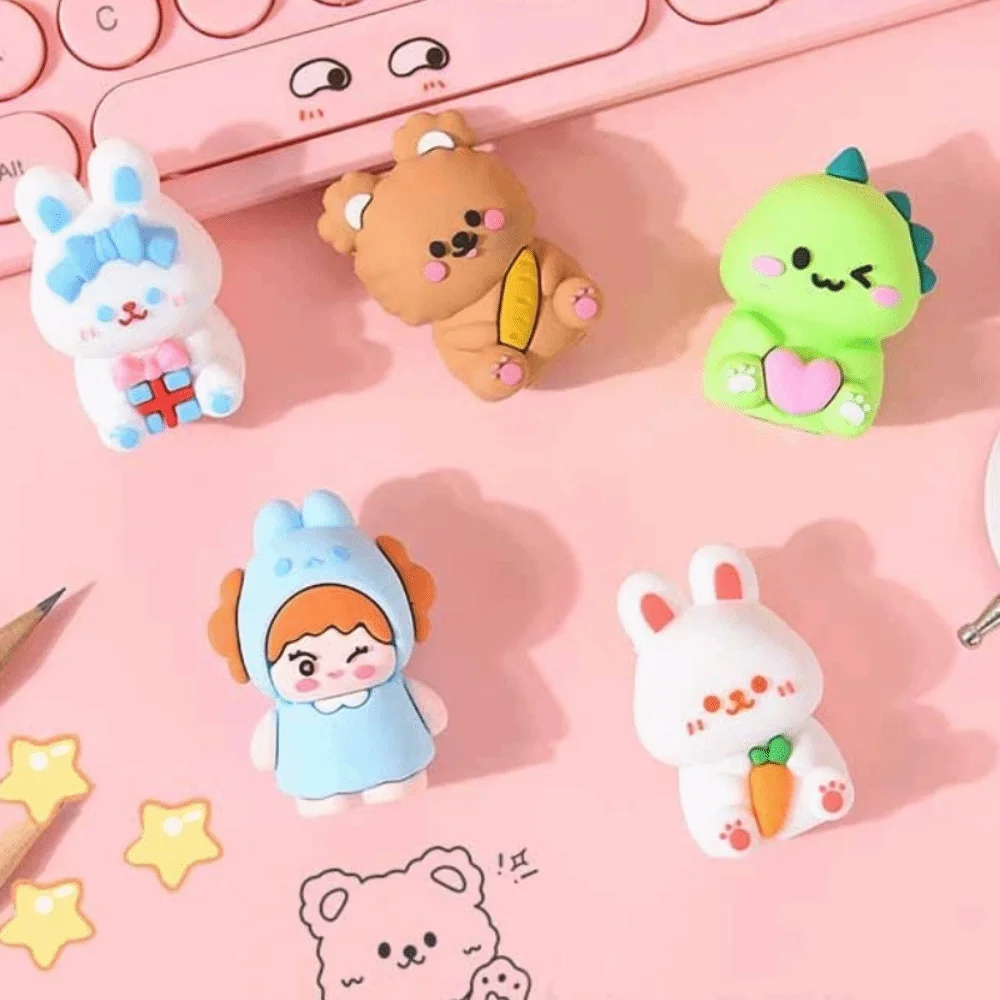 Cartoon Pencil Sharpener Portable Manual Pencil Sharpening Tool Cute Stationery Silicone Sharpener Back To School Supplies