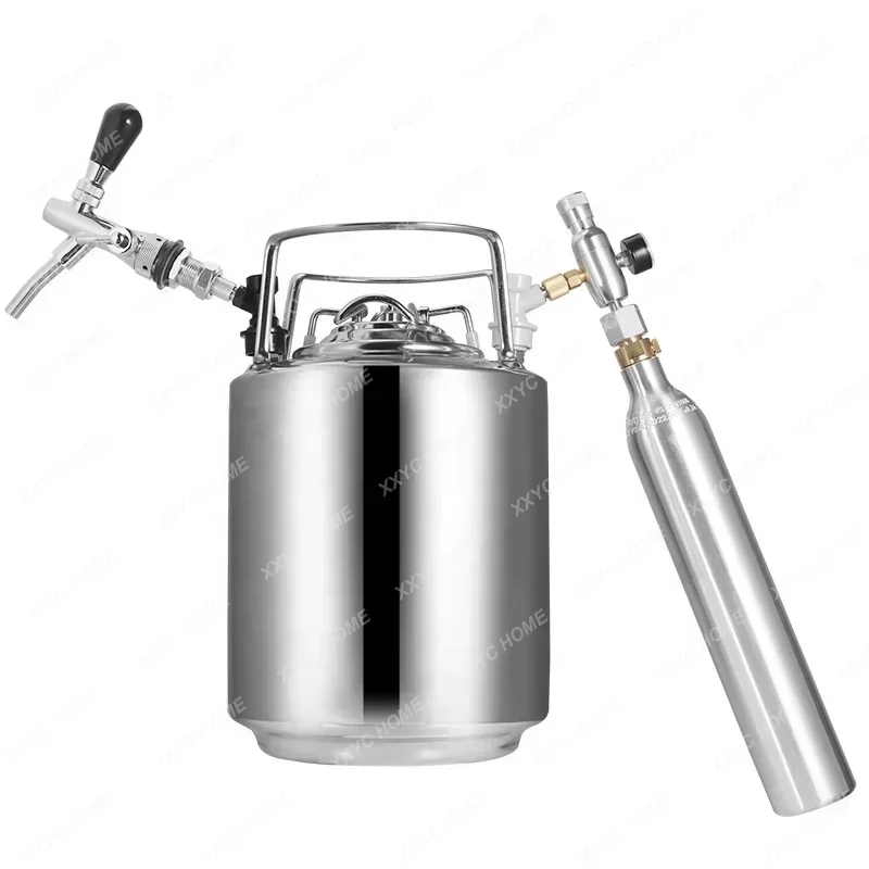 10L Cornelius Keg Kit,Stainless Steel Brewery Beer Keg Barrel Beverage Container with Beer Tap,Co2 Regulator & 0.6L Soda Bottle