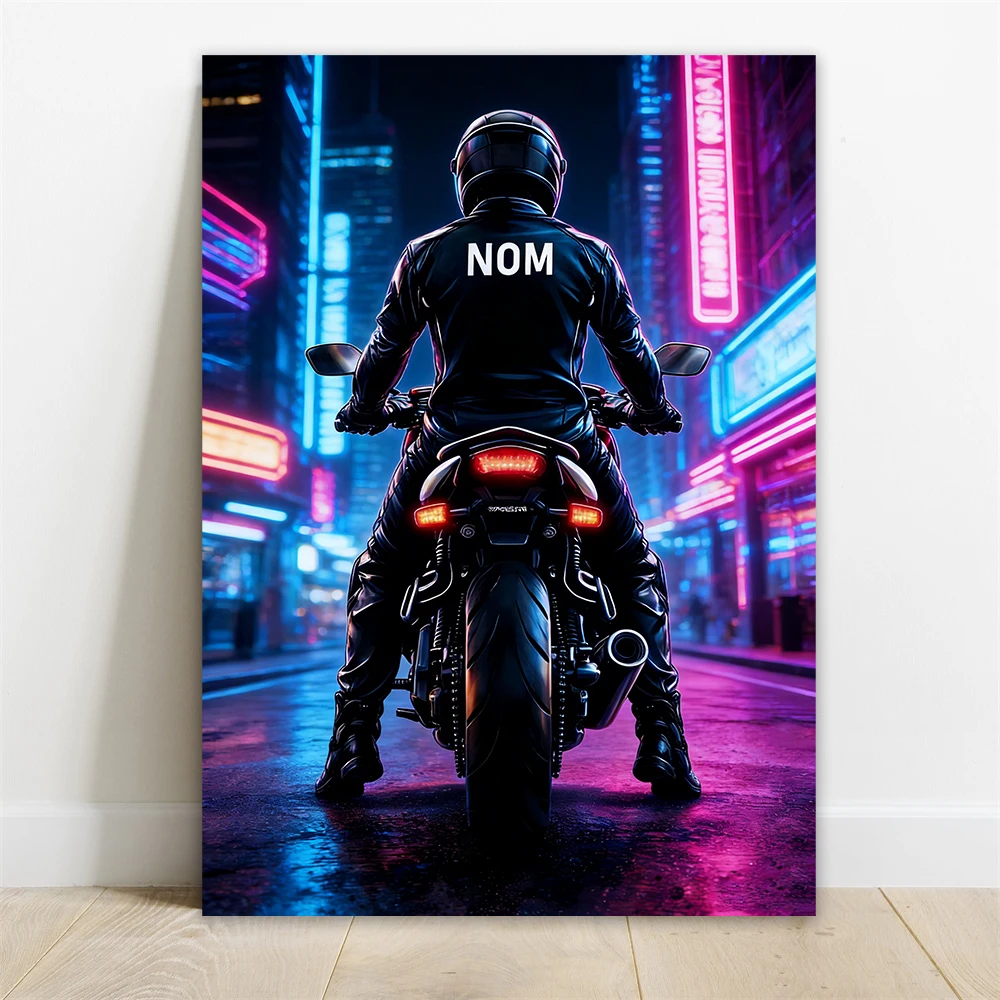 

Personalized Motorcycle Poster with Name Custom Biker Sport Poster for Men Prints Canvas Painting Birthday Gifts Gym Room Decor
