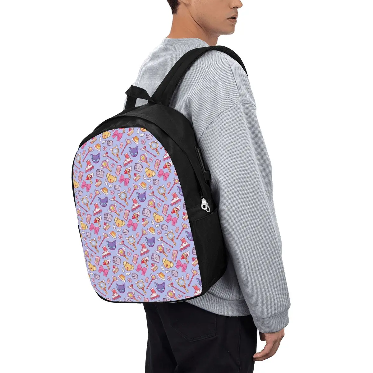 Sakura Card Captor - Mochila violeta, bolsa para portátil, bolsa escolar para estudiantes universitarios, bolsas de hombro para ordenador portátil para hombres y mujeres