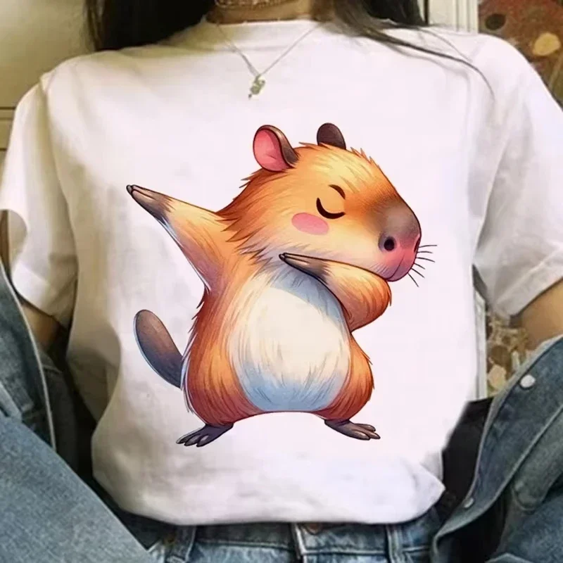 

Funny Capybara Drinks Women T-shirt Kawaii Casual Y2k Fashion Short Sleeve T Shirt Streetwear Summer Tees Tops Clothes