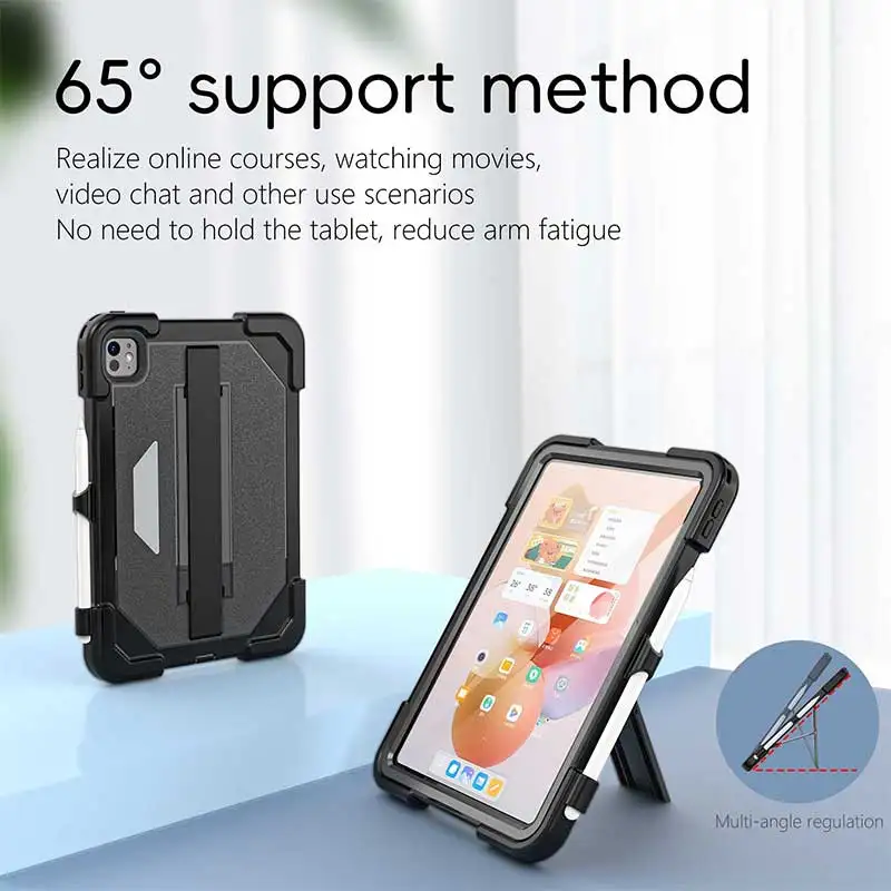3 In 1 Shockproof Tablet Case For iPad Pro 13 11 2024 Air 13 11 Full Protection Portable Stand Holder Cover For iPad 7 8 9 10.2" image 4