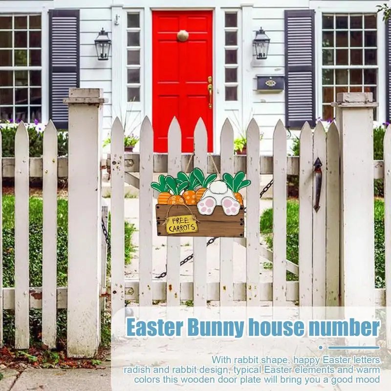 Easter Welcome Sign Bunny Spring Wall Hanger Rustic Adorable Water Resistant Durable Anti Fade Happy Easter Door Hanger Front