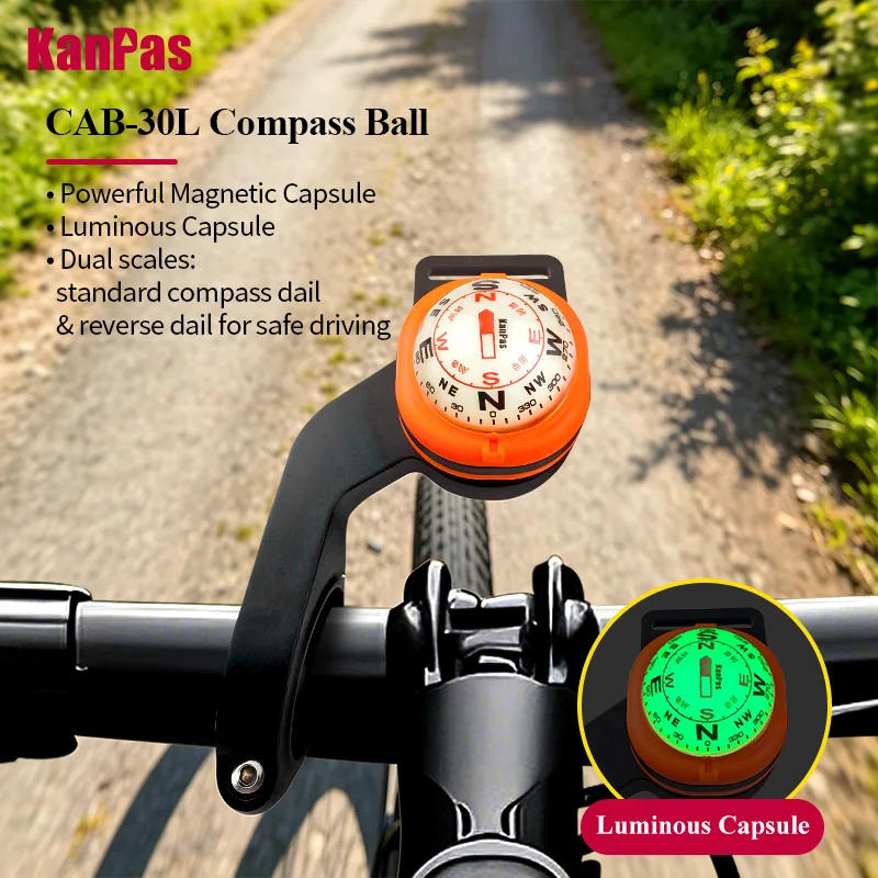 KanPas Bike Handlebar Compass & Thermometer Kit, Detachable Battery-Free Navigation Tool for MTB Road Motorcycle Cycling