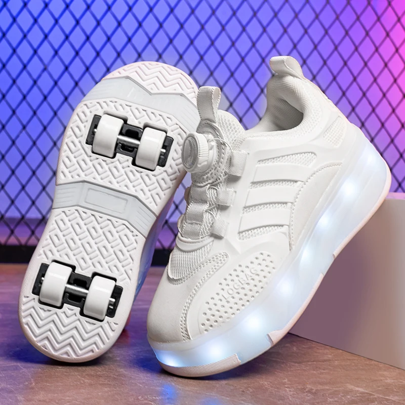 

Boys' 2-Wheel Retractable Heelys: Summer Mesh Light-Up Roller Skates for Older Kids (Invisible Wheels)