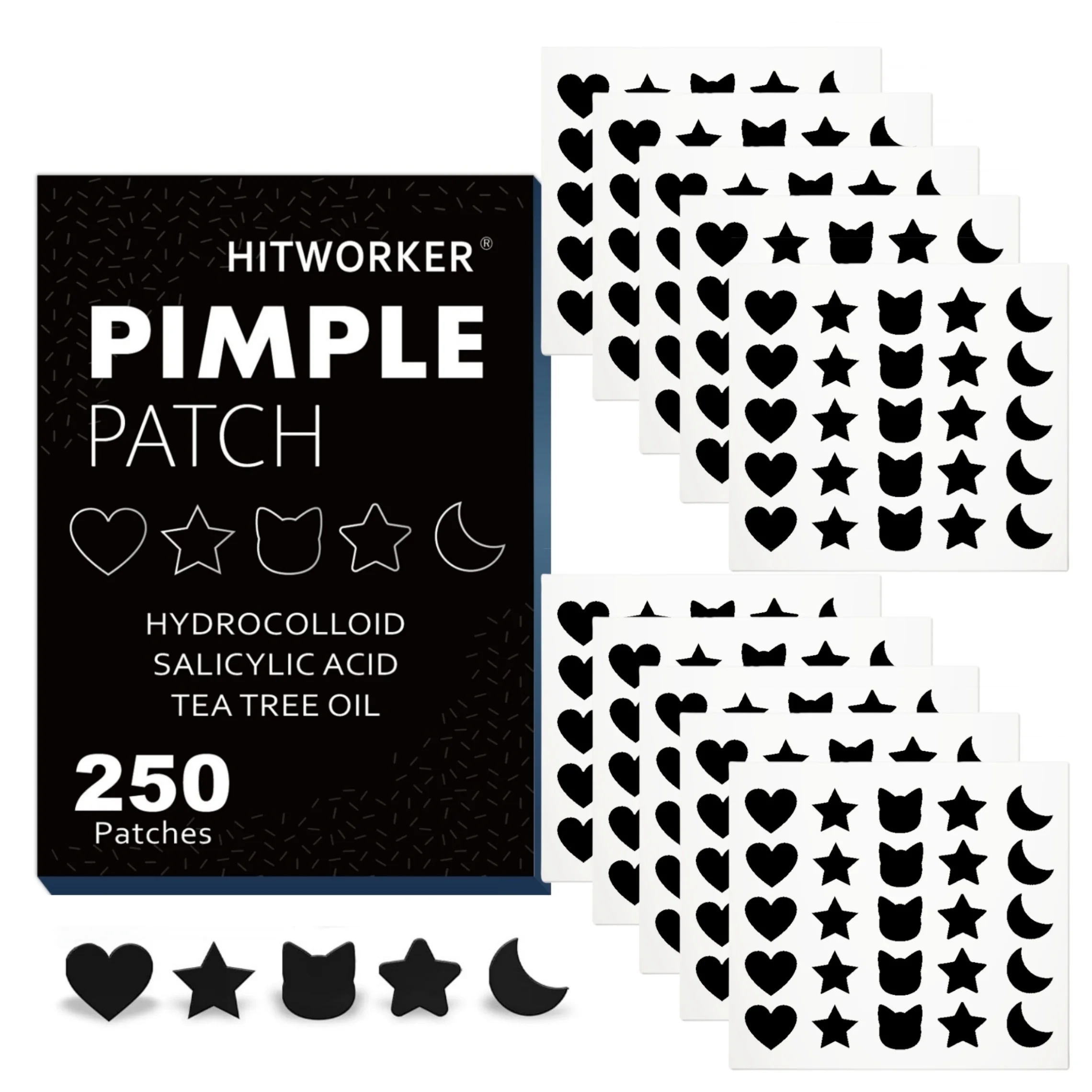 250-pecas-de-remendos-invisiveis-para-acne-hitworker-–-5-tamanhos-arvore-de-cha-e-formula-salicilico-para-pele-leve-uso-diario-alcool-e-fragrancia