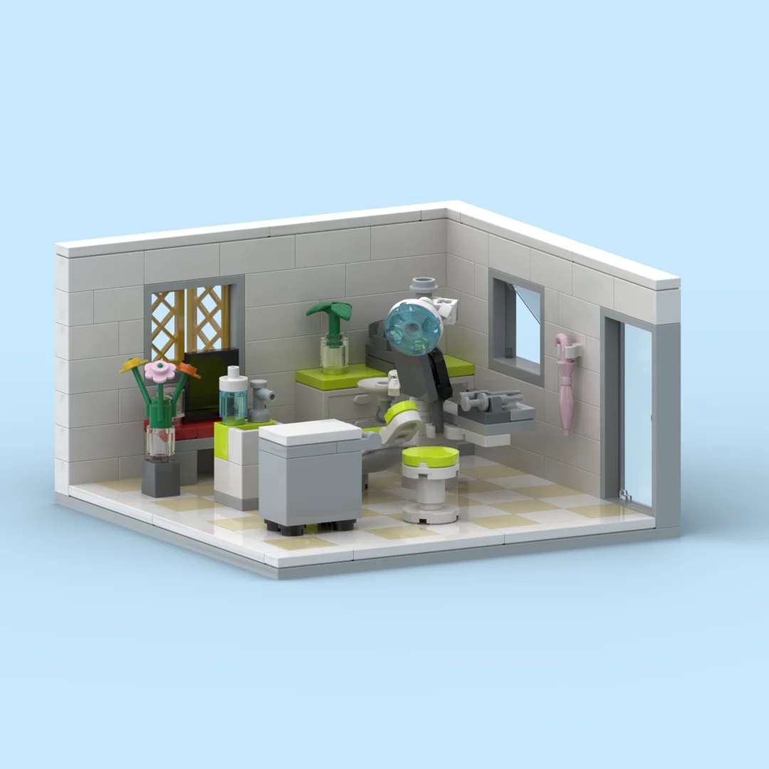 

MOC small particle building block dental clinic small scene model children's DIY educational science toy