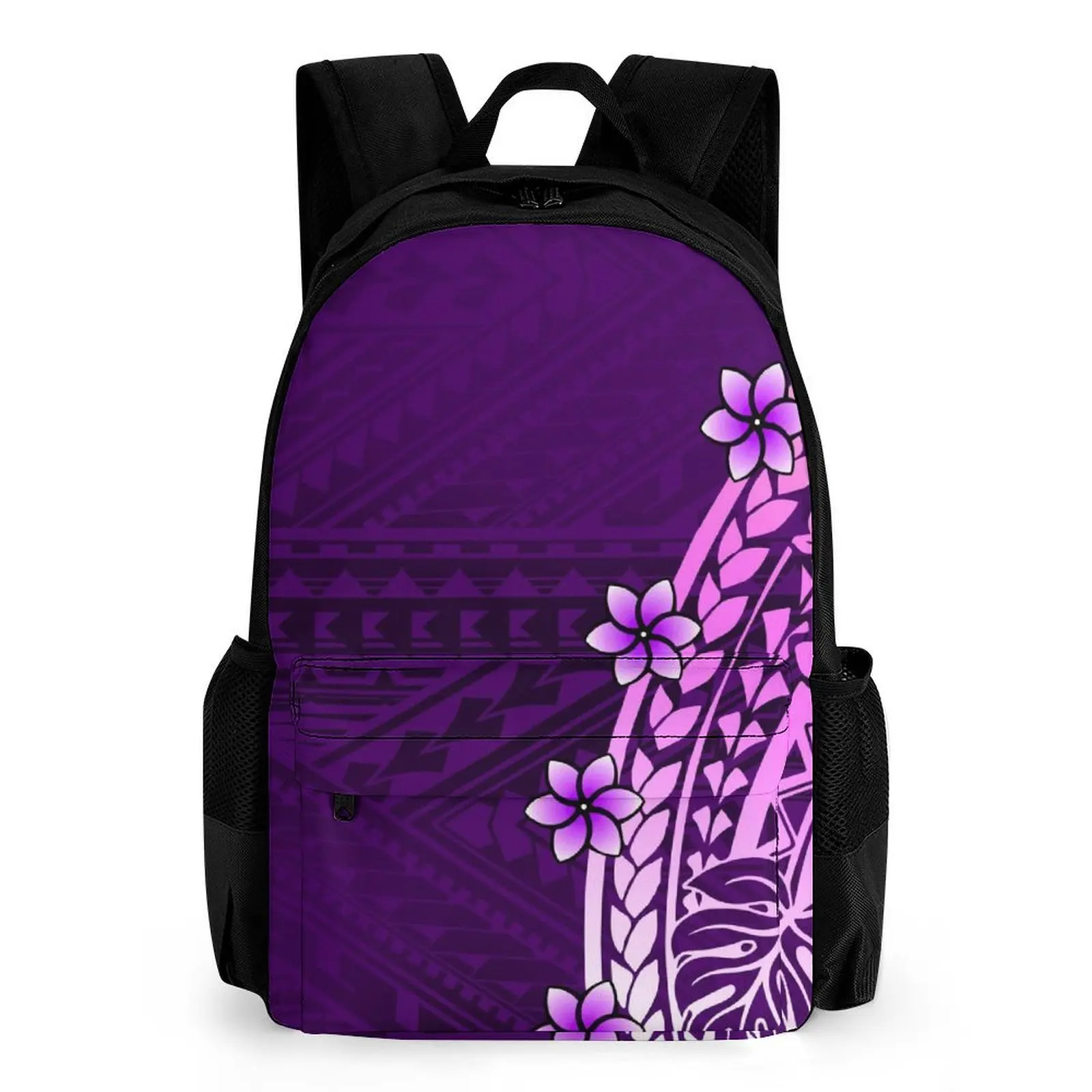 

Рюкзак для кампуса в гавайском тропическом гибискусе, полиэфирная ткань, настраиваемый школьный рюкзак в полинезийском стиле, прочный, устойчивый к усадке