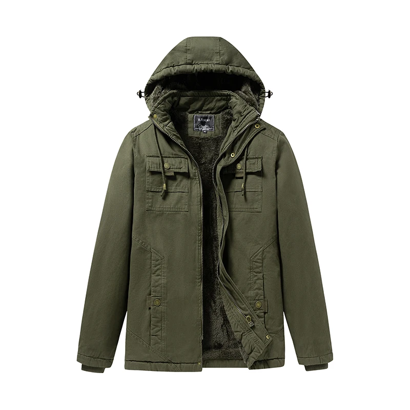 Winter Fleece Verdikking Heren Jas Nieuwe Warm Houden Afneembare Hoed Jassen Outdoor Mode Losse Veelzijdige Casual Solid Tops Mannen