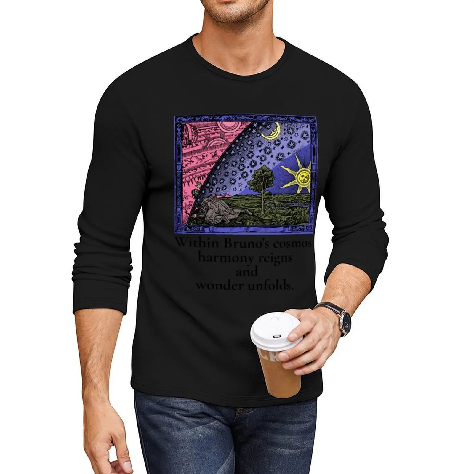 

Giordano Bruno Bruno's Universe Long T-Shirt Oversized t-shirt black t shirts hippie clothes tees men t shirt
