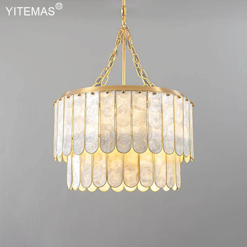 french shell chandelier com gold hanging lighting lustres para sala de estar quarto e cozinha farmhouse dining room lampadas 01