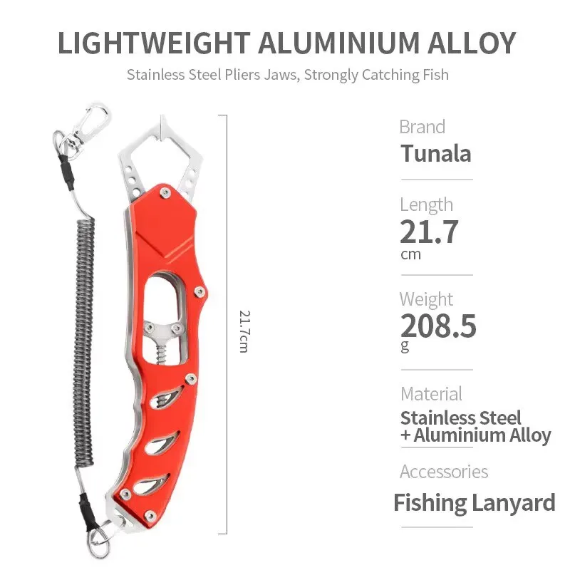 Silver Aluminum Alloy DX BL-056 Fishing Plier LipGripper for Marlin Shark & Saltwater Fish (Snapper)Durable Too