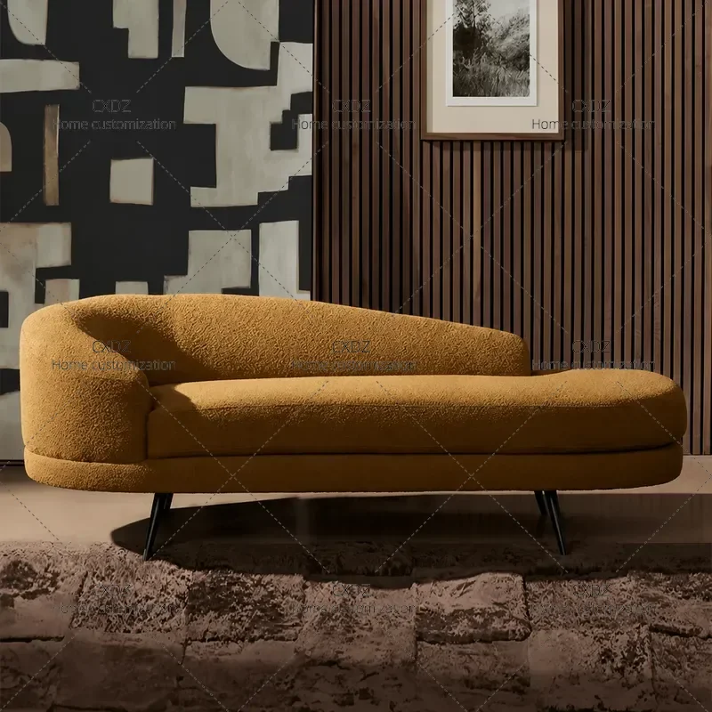 Light Luxury Fabric Recliner Sofa Round Chaise Lounge for Living Room Bedroom Balcony Studio Creative Club Chair Beauty Couch
