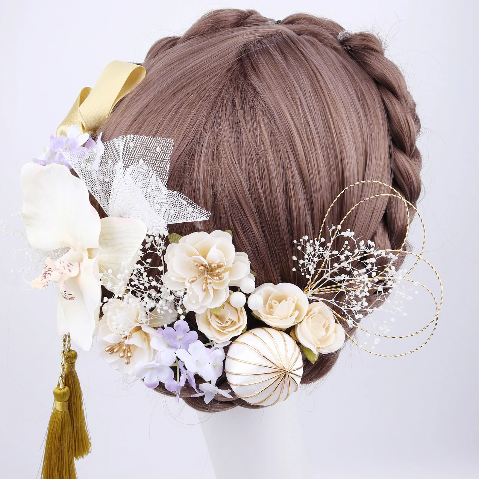 

18 Pcs Silk Flower Hair Pins Japanese Style Kimono Accessories Durable Cloth Material Wedding Party Festivals Cosplay
