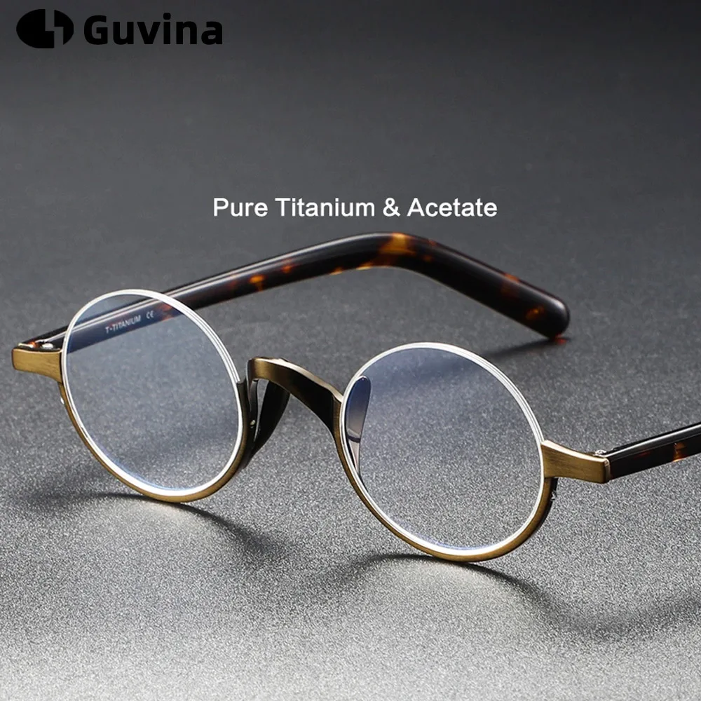 

Half Frame Men Titanium Eye Glasses Frame Japan Myopia Optical Prescription Eyeglasses New Classic Retro Small Acetate Eyewear