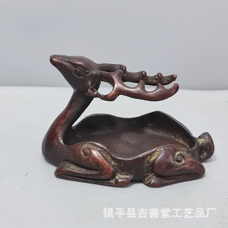 Antique-style collectible solid ornament, , ashtray, home decoration piece, deer pen washer