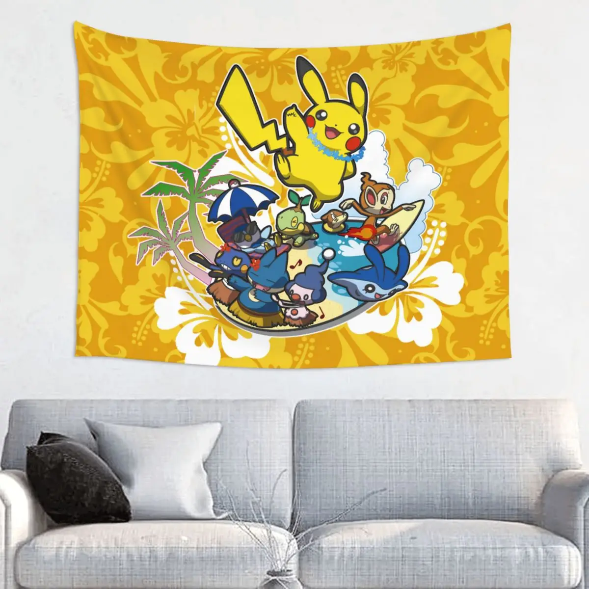 Custom Hippie P-Pikachus Anime Tapestry Wall Hanging Room Decor Japanese Manga Tapestries Bedroom Decoration