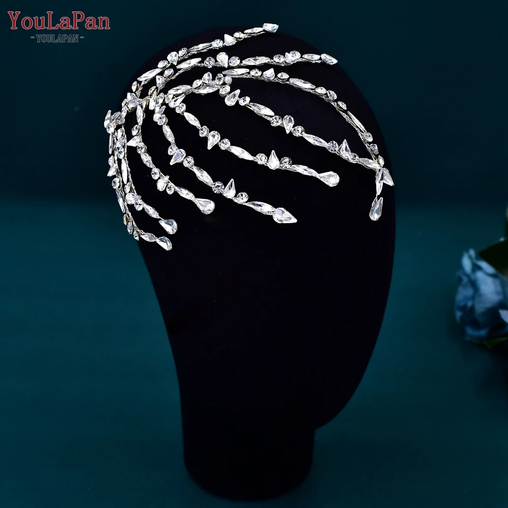 YoulaPan-Rhinestone Cabeça De Noiva Peça para Mulheres, Headband, Acessórios De Cabelo Do Casamento, Dama De Noiva Headwear, Festa Da Noiva, HP575, Moda