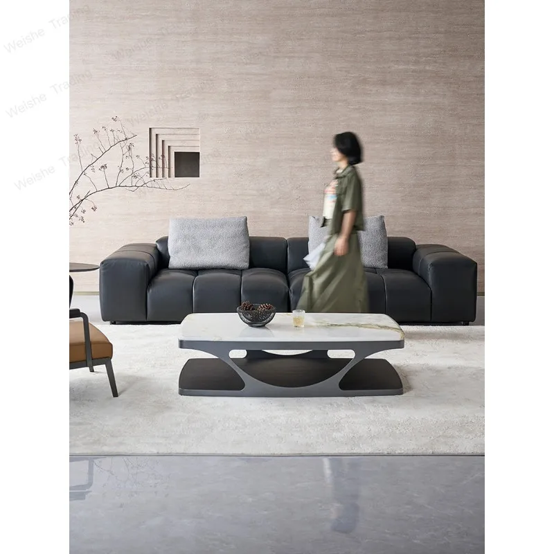 

Italian minimalist natural marble coffee table rectangular living room home high-end tea table