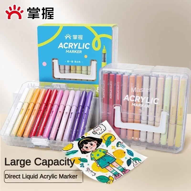 84/12 Colors Direct-liquid Acrylic Hard/Brush Markers Pen Waterproof Pens for Glass Rock Stone Art School Supplies Stationery