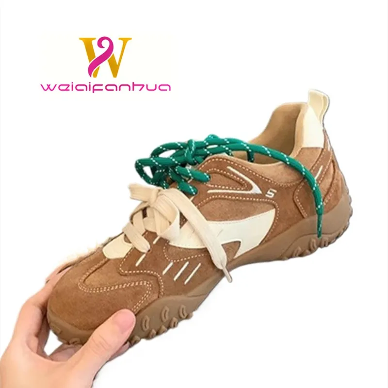 

Women's Sneakers Fall 2024 New Leather Vintage Germany Training Shoes Women's Contrasting Flat Forrest Gump Casual Shoes