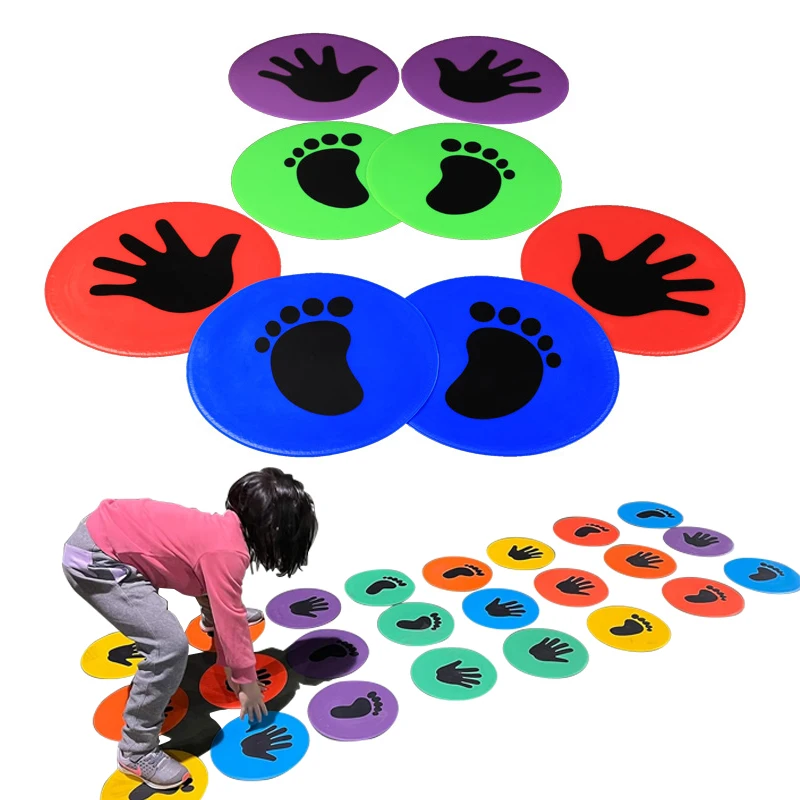 Colorful Carpet Spot Flat Markers Feet Hands Floor Spot Twister Hopscotch Game for Classroom Home Indoor and Outdoor 1 Pair