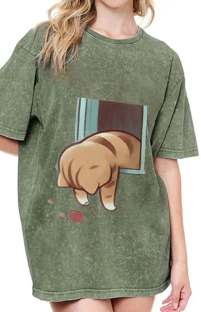 

Cute Kitten Women's T-Shirt Cartoon Hand-Painted Graphic Tee Women | Korean Inspired Y2k Top | 2025 Summer Trendy T-Shirt