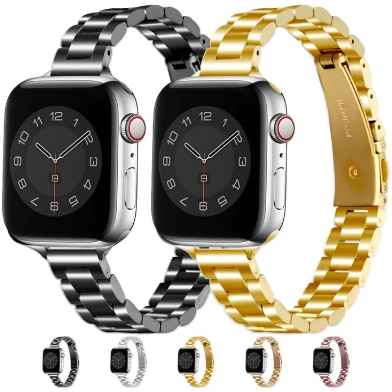 Stainless Steel Strap For Apple Watch Band 44mm 40mm 45mm 41mm Fashion Metal Wristband  for IWatch Series 7 6 5 4 3  2 1 SE