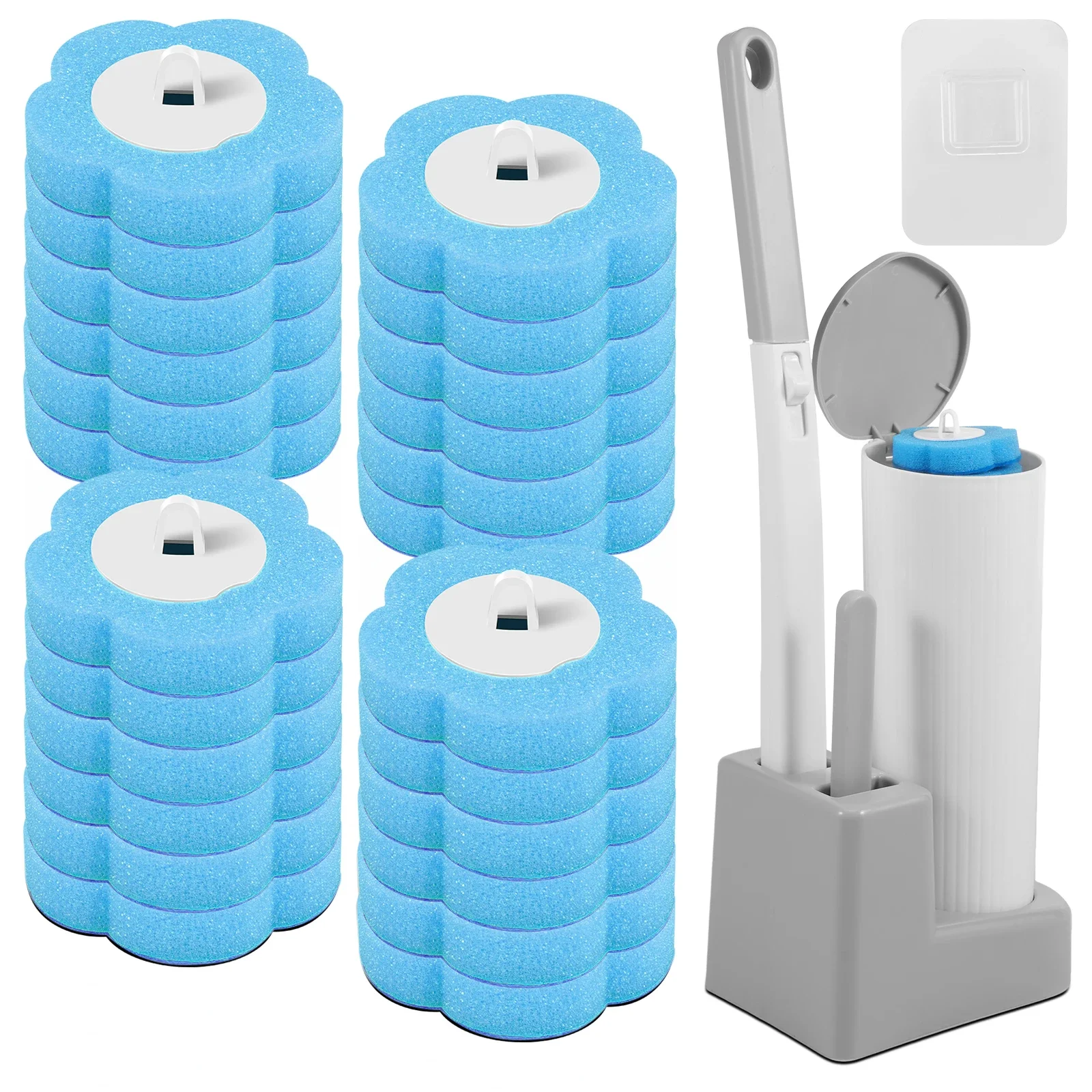 

36/48Pcs Disposable Toilet Brush Kit With Replacement Head 360° Deep Cleaning Toilet Brush With Long Handle Bathroom Accessories