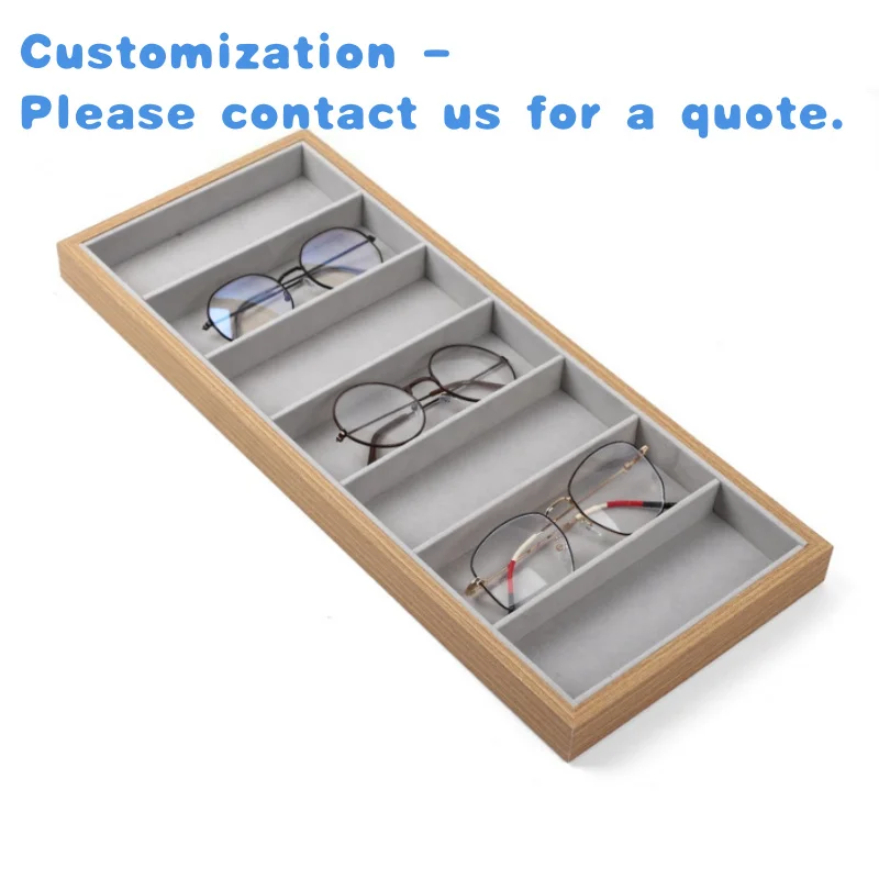 

custom.Luxury Eyewear Grid Shop Counter Shelves Glasses Props Solid Wood Display Box Counter Tray Sunglasses Storage