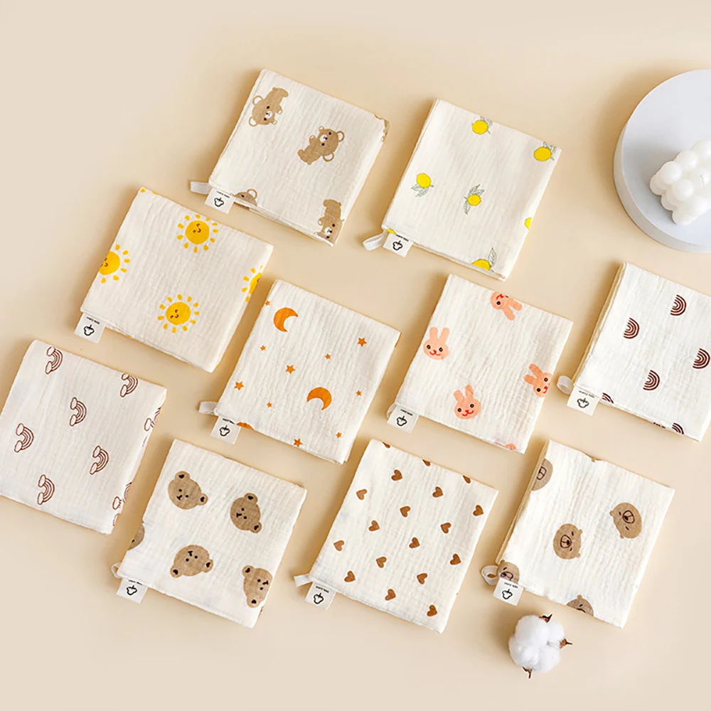 

25*25 Four-Layer Cotton Gauze Bibs For Newborns Washcloths For Babies 100% Cotton Muslin Spit Cloths Burp Cloths For All Seasons
