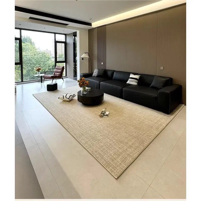 Solid Color Wool Area Rug for Living Room Bedroom Stain Resistant Thick Floor Carpet for Modern Home Decor