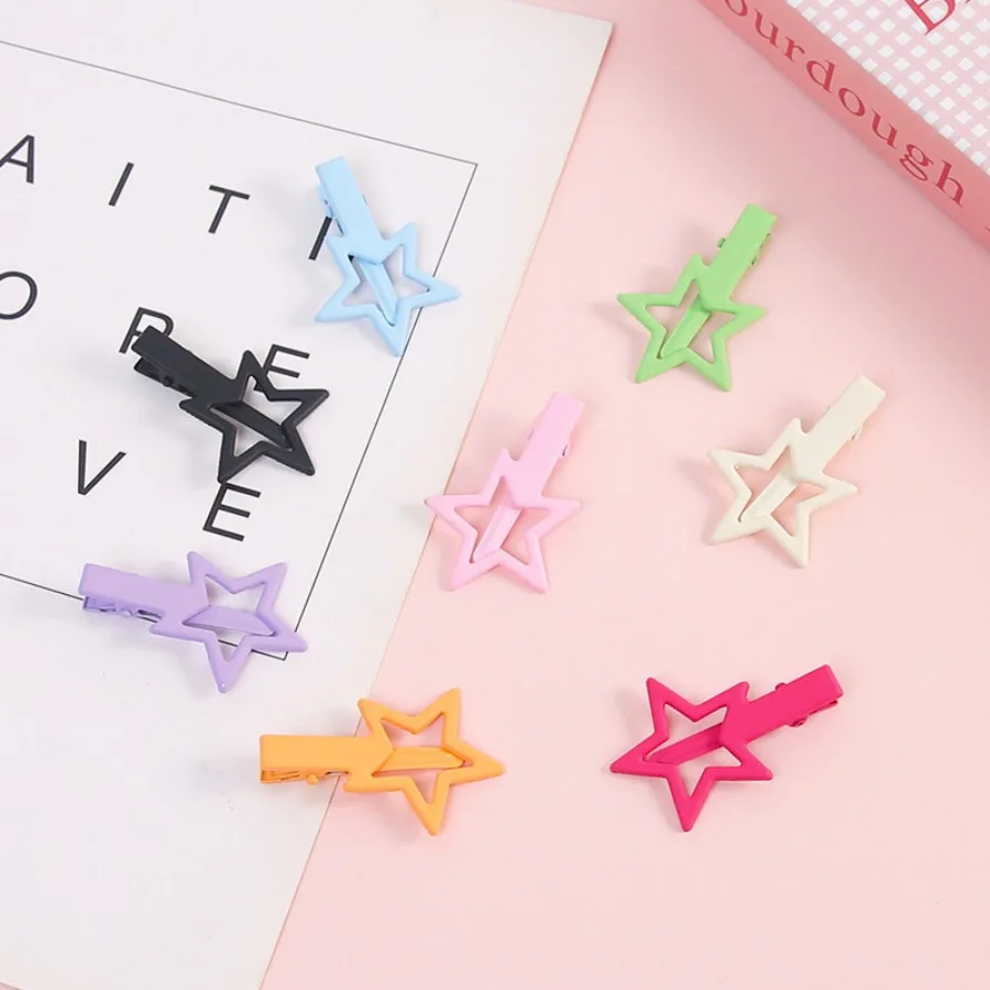 New style dopamine star bangs clip cute candy-colored duck bill clip girl style side clip y2k hair clip wholesale - Detail 1