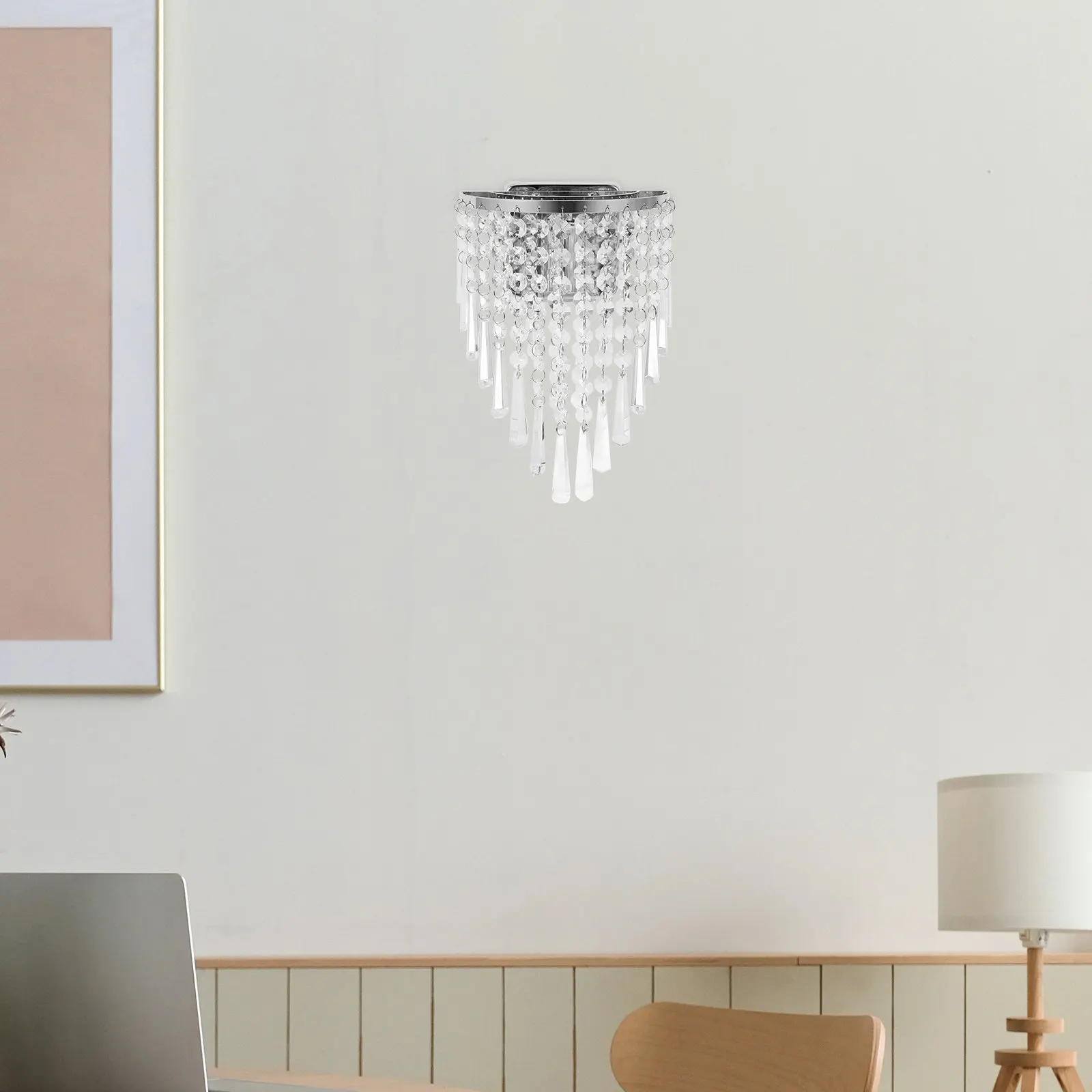 Crystal LED Wall Light Semi Circular Modern Design Lightweight Easy Installation Elegant Wall Decoration for Home Office Hallway