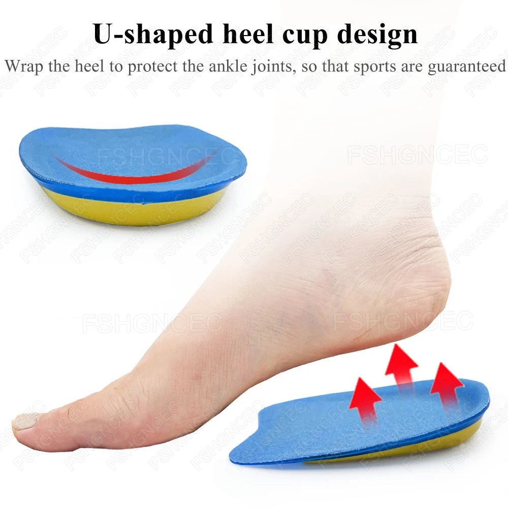 أكواب كعب من السيليكون لالتهاب وتر العرقوب إدراج حذاء جل لتهاب الكعب التهاب اللفافة الأخمصية لتخفيف الآلام وسادة نعل نصف كعب