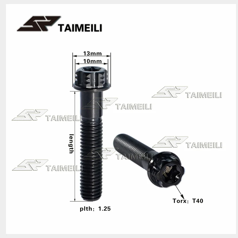 TAIMEILI 1 Stück Titanschraube mit Flansch und Pflaumenkopf, schwarz, M6x20-40/M8x20-40mm, P 1.25/M10x25-70mm, Motorradschraube – Detail 2