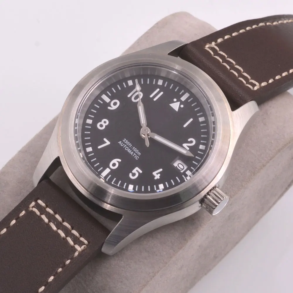 カスタム36MM/39MMサファイアクリスタルブラッシュドケースメンズ腕時計NH35自動巻き機械式メンズウォッチ