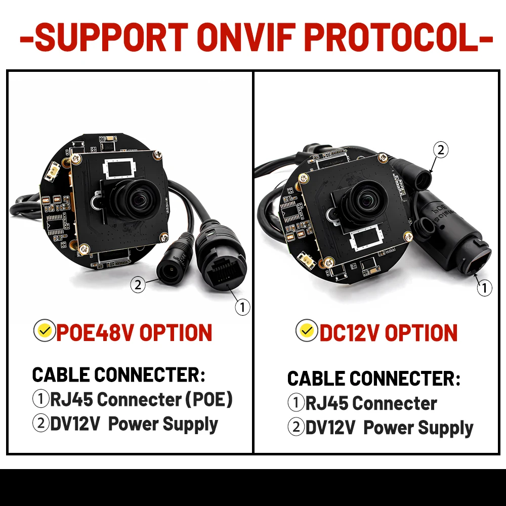 Aoseer 12MP IMX577 Módulo de câmera IP Baixa iluminação 4000x3000 25FPS Webcam Board Onvif RTSP H.265 sem distorção lente M12