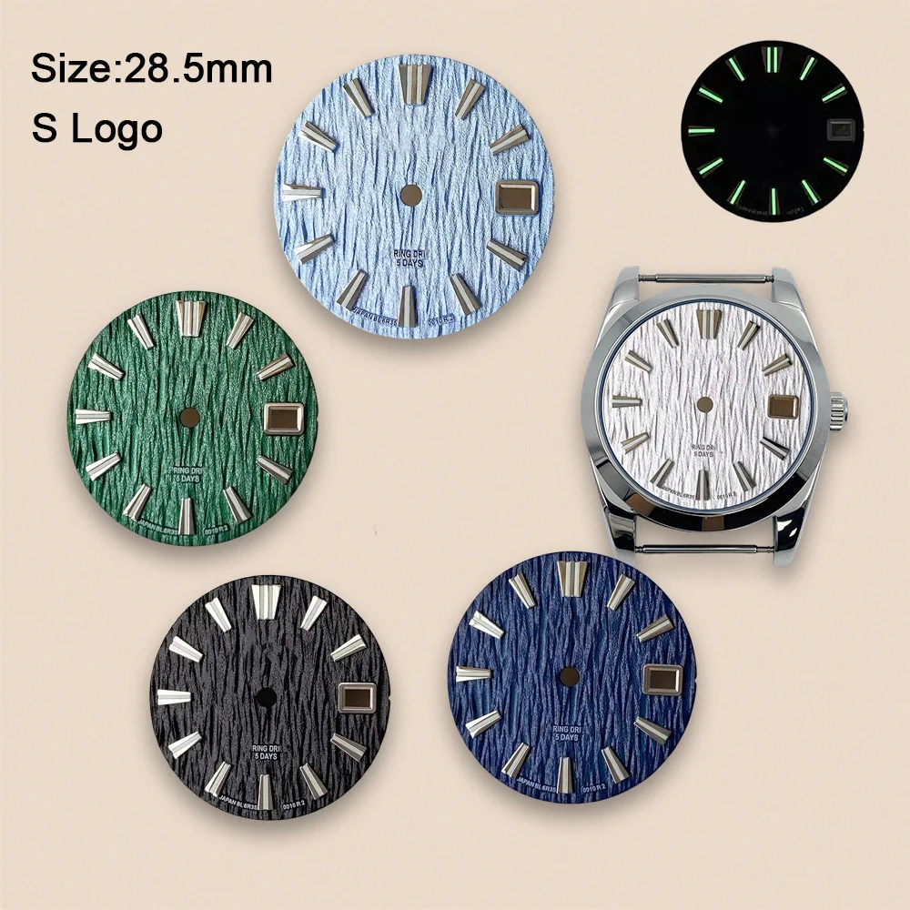 High Quality 28.5mm GS Logo Glacier Dial Suitable For NH35/NH36/4S  Japan Movement Green Luminous Watch Modification Accessories