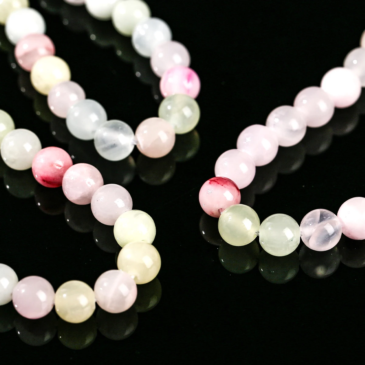 الحجر الطبيعي مختلط اللون زهرة الأفغانية حبة اليشم فاصل مستدير فضفاض لصنع المجوهرات أساور يدوية القلائد اكسسوارات #4