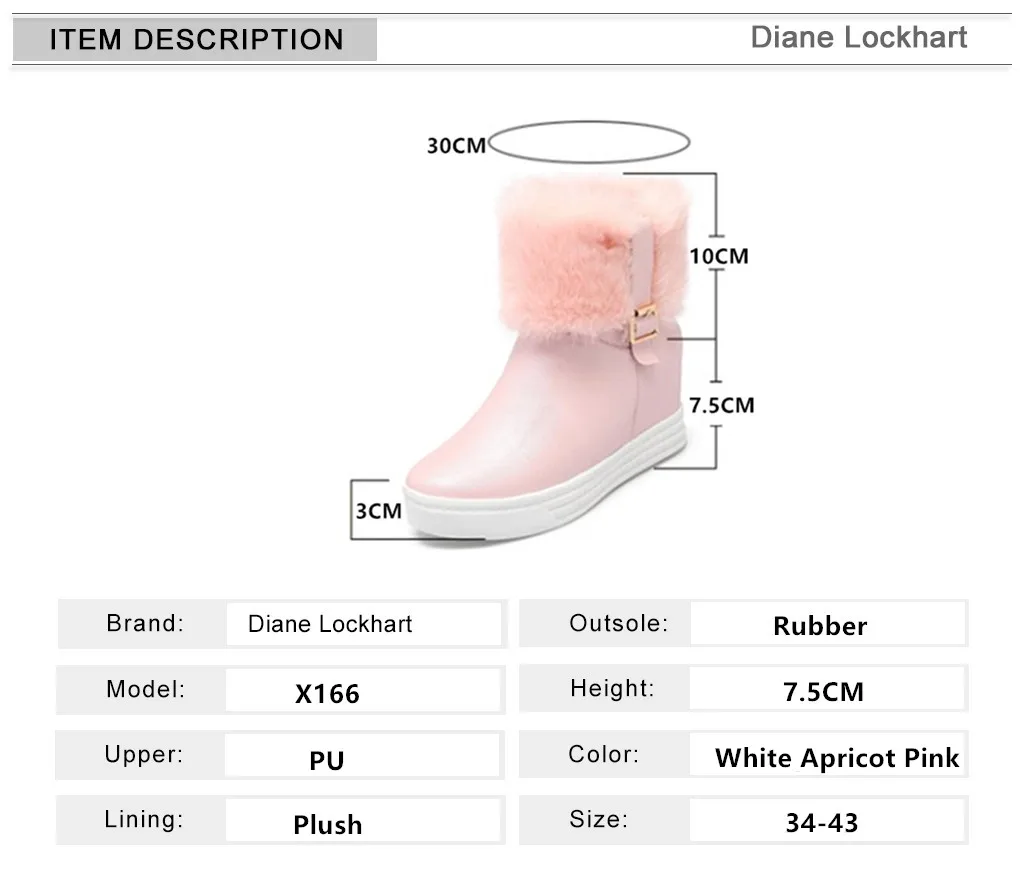 Winter Ankle Boots Female Fur Platform Snow Boot Ladies Plush Sneakers Casual Flat Shoes white pink Woman Footwear mujer 34-43