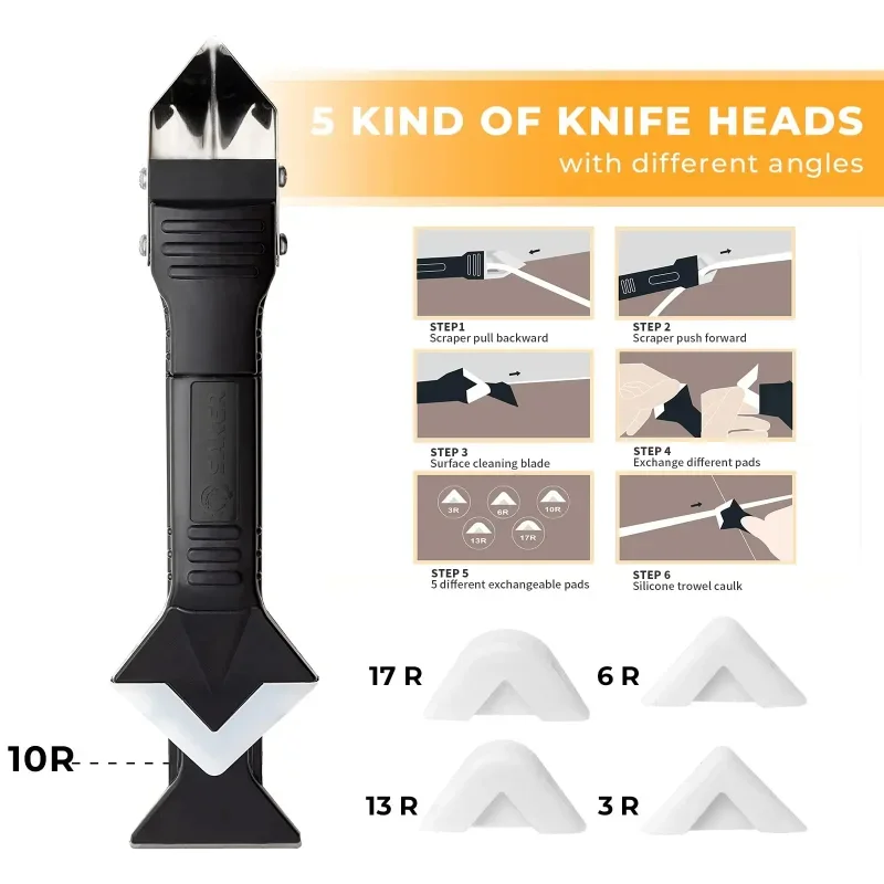 9 in 1 Metal Head Shovel Glue Tool Kit Silicone Spatula Caulk Remover Grout Removal Sealant Finishing Home Household Tools 2026
